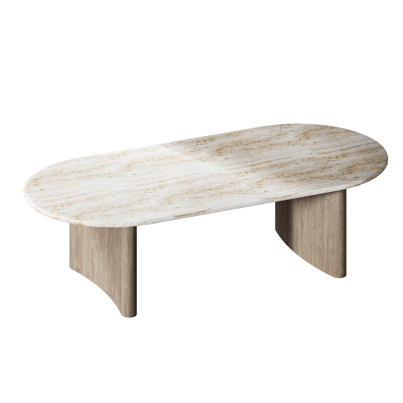 Linden Travertine Top Coffe Table - Image 6