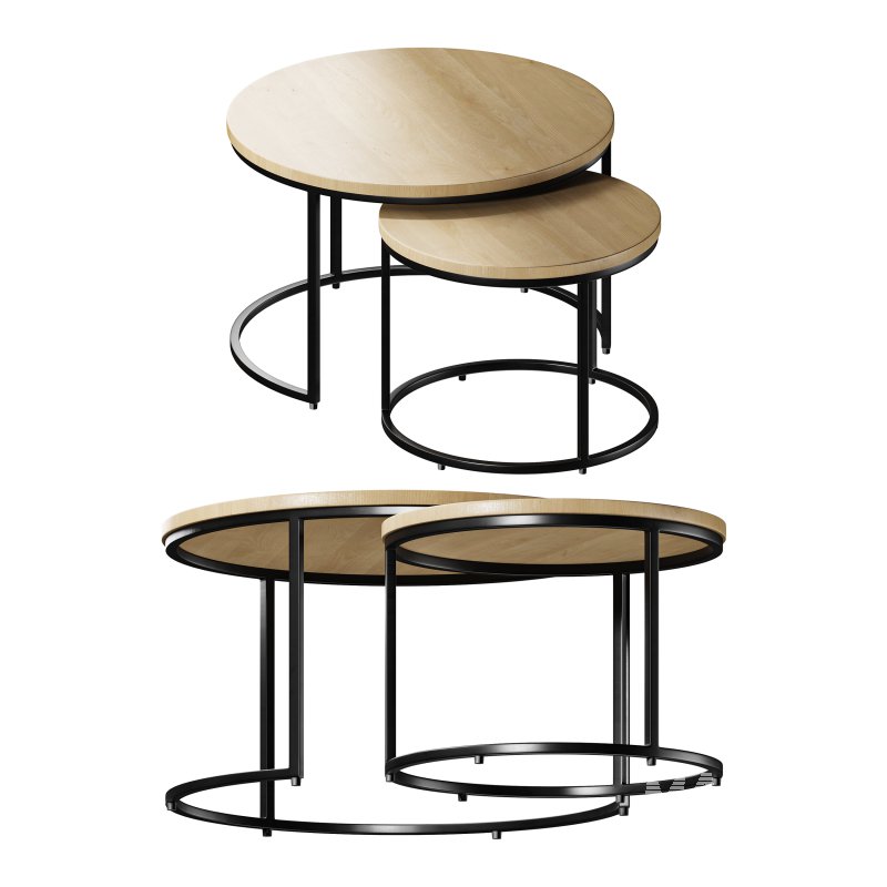 Set of 2 oak nesting coffee tables - Image 5