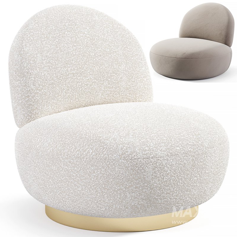 Swivel Chair Clement Boucle Cream - Image 2