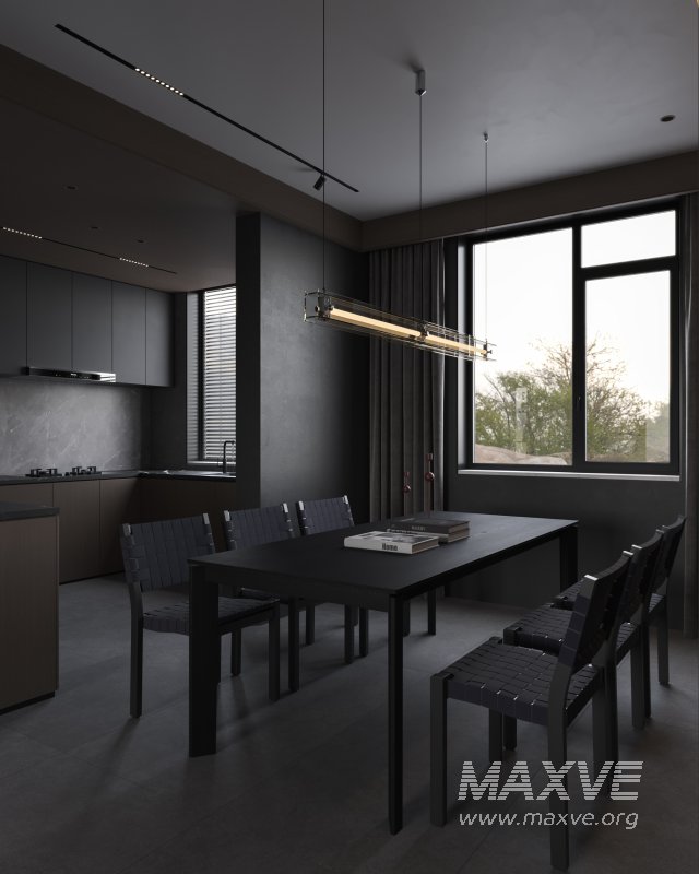 Modern dark living room dining room - Image 4