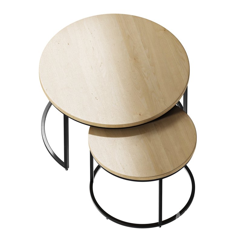 Set of 2 oak nesting coffee tables - Image 8