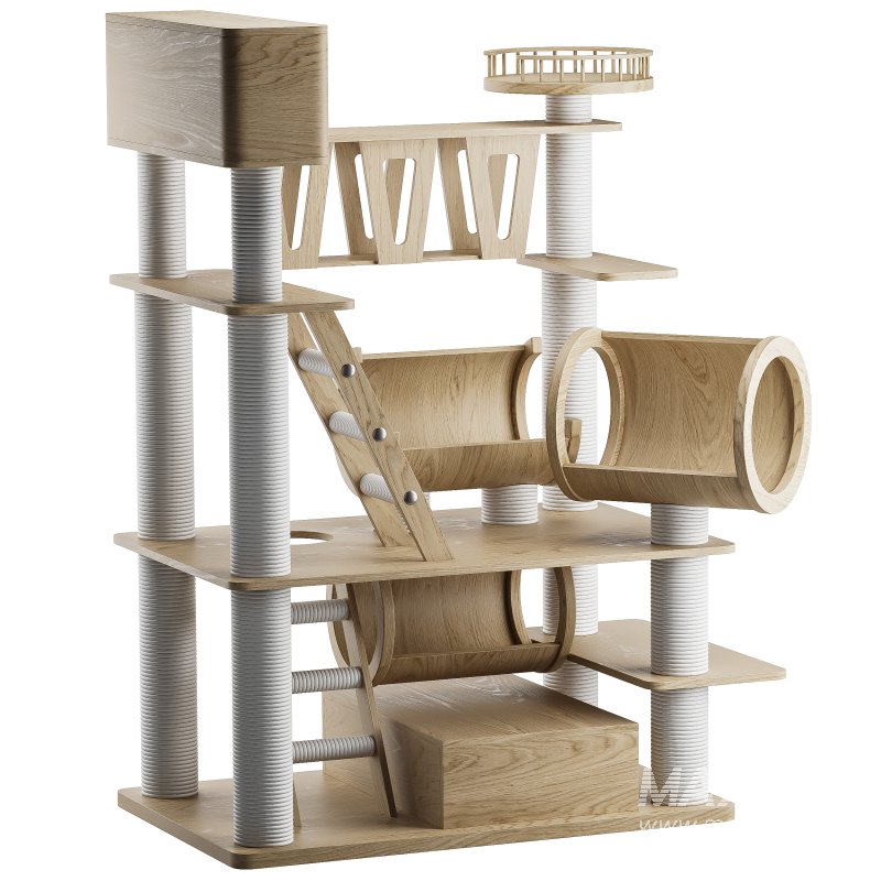 Wooden Cat Litter Box Frame with Integrated Luxury Play Area - Image 1