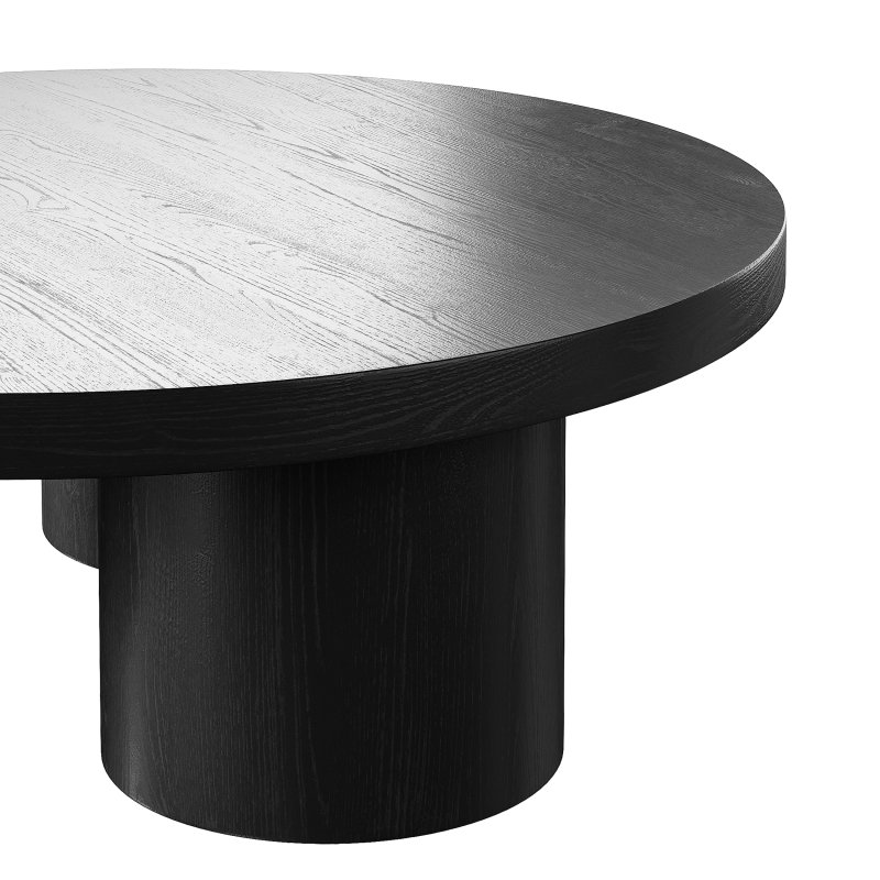 Damian Wooden Round Coffee Table – Black - Image 3