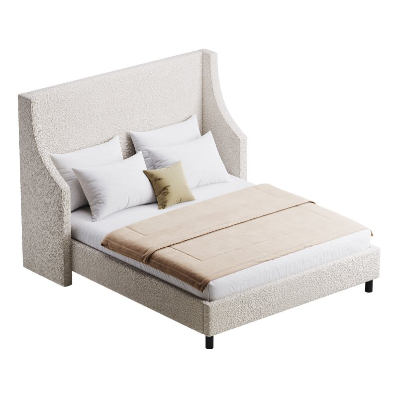 Davis Wingback Sand Velvet bed - Image 6