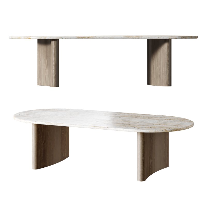 Linden Travertine Top Coffe Table - Image 5