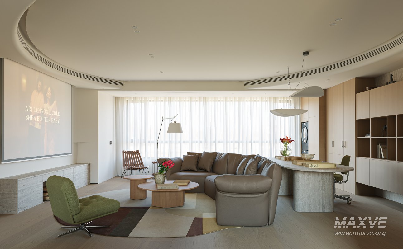 Modern living room dining room kitchen - Image 3