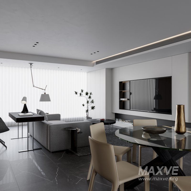 Modern living room dining room kitchen - Image 3