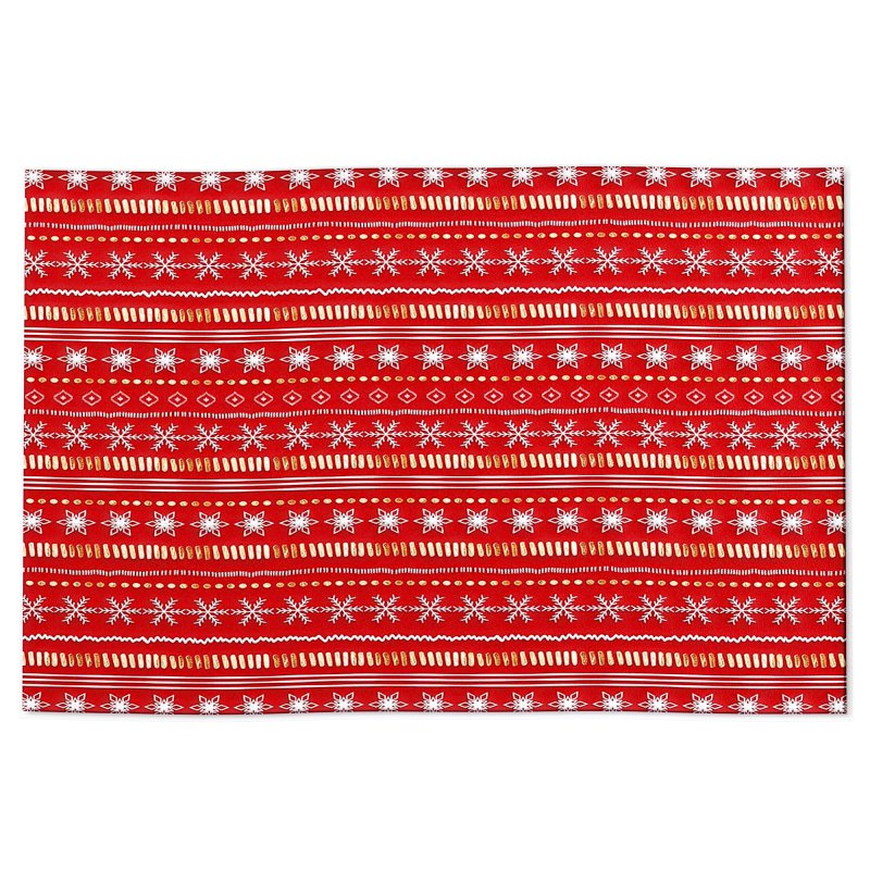 Christmas Showflake Bohemia Stripe Red Runner Washable Rug - Image 1