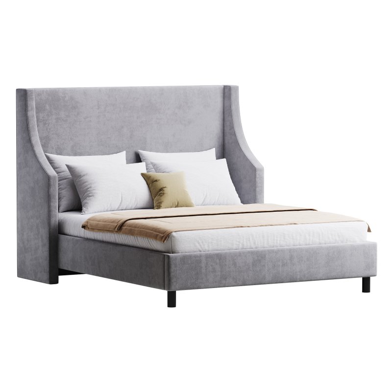 Davis Wingback Sand Velvet bed - Image 3