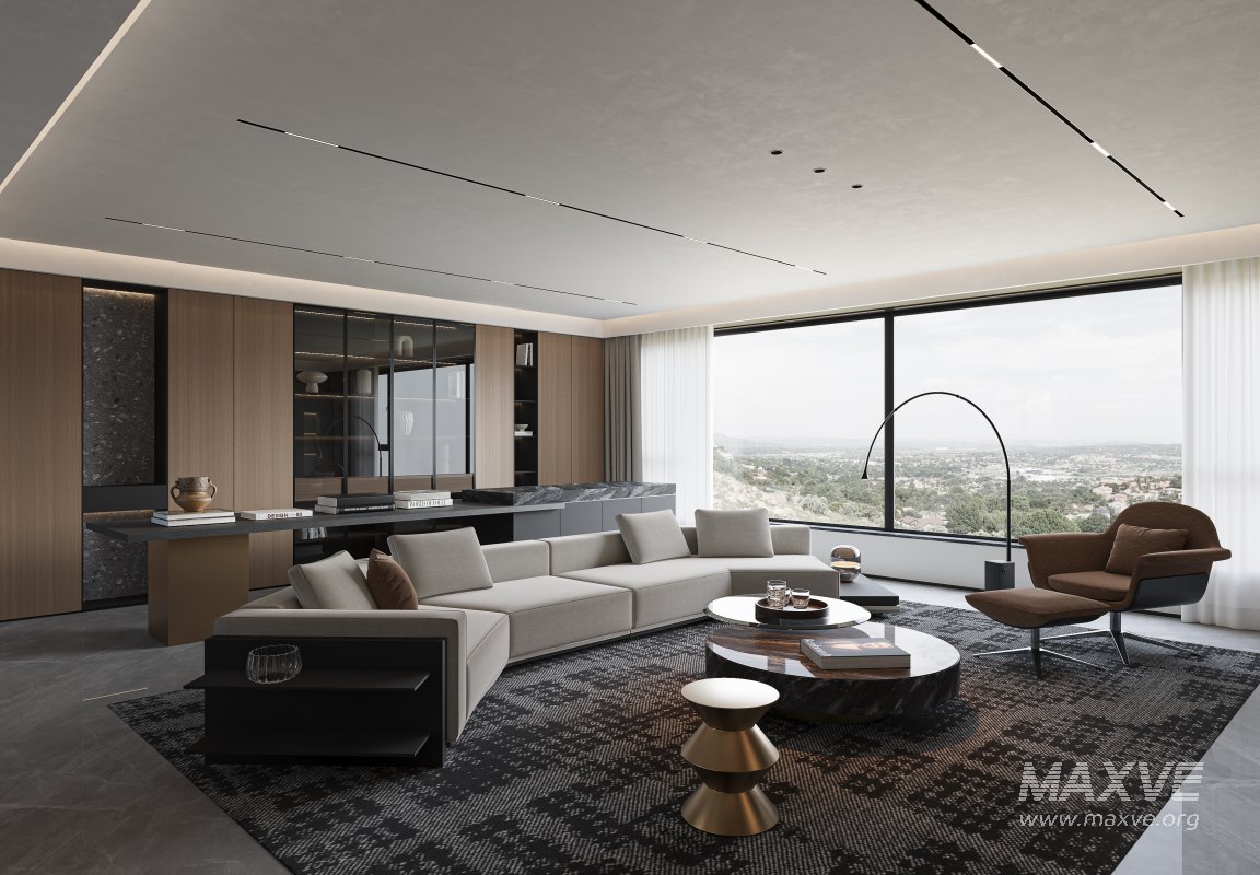 Modern living room dining room kitchen - Image 4