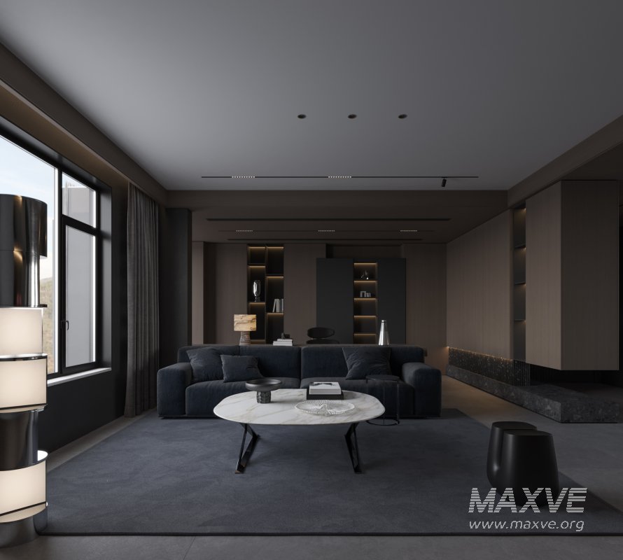 Modern dark living room dining room - Image 3