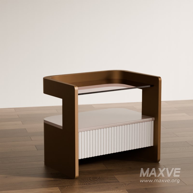 Contemporary Wooden Side Table with Slatted Shelf - Image 1