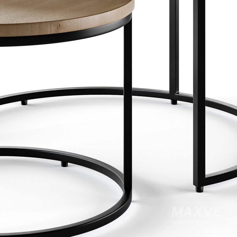 Set of 2 oak nesting coffee tables - Image 11