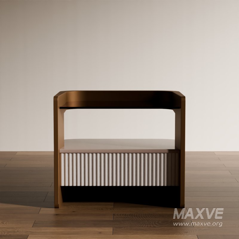 Contemporary Wooden Side Table with Slatted Shelf - Image 5