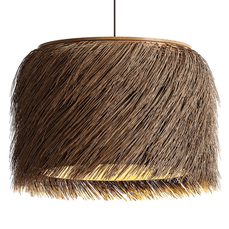 Wabi-Sabi Style Rattan Straw Hat Pendant Light - Image 1