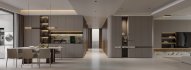 Modern living room and dining room kitchen interior scene - Thumbnail 1
