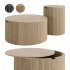 Modern Round Wood Coffee Table Set - Thumbnail 1