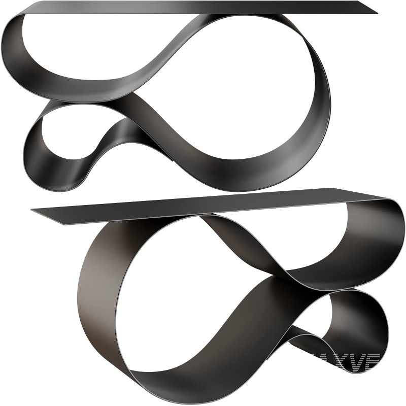 Whorl Console in Black Matte Powder Coated Aluminum by Neal Aronowitz Design - Image 4