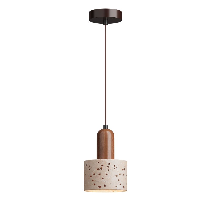 Wabi Sabi pendant lamp in travertine and wood - Image 2