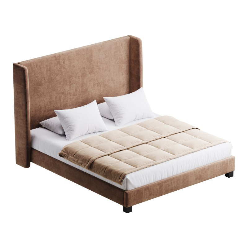 Wingback Smoke Velvet Bed - Image 6