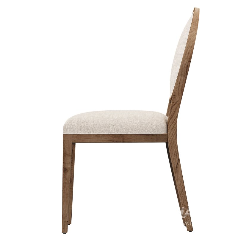 French Contemporary Round Fabric Dining Side Chair - Image 5