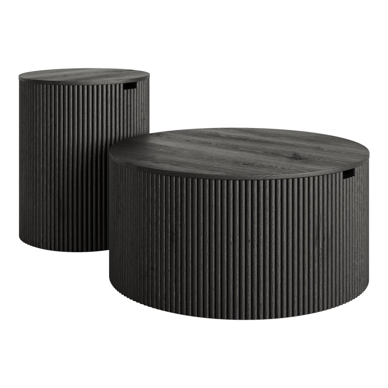 Modern Round Wood Coffee Table Set - Image 5