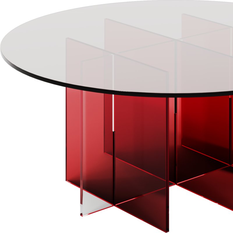 Modern Red Base Acrylic Coffee Table by Chairish - Image 3