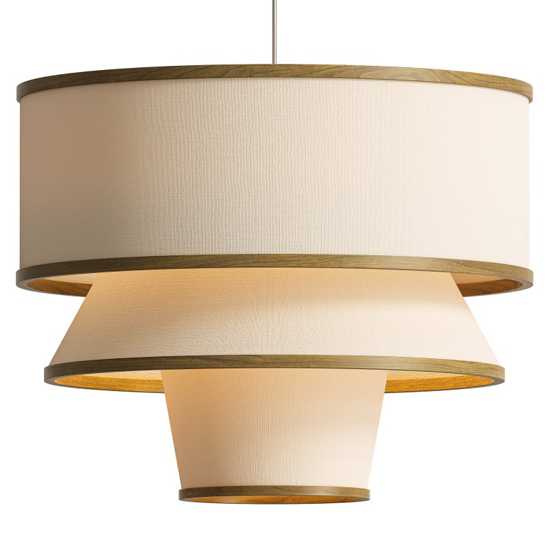 Bruna Walnut Wood and Linen Pendant Light - Image 1