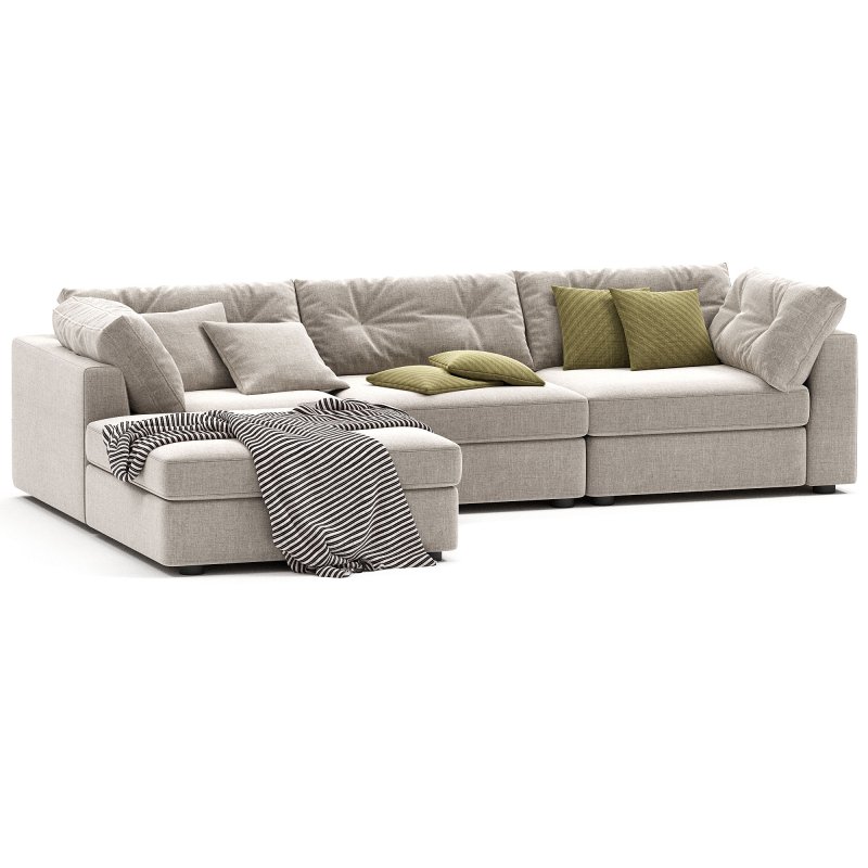 Sohla 4 Piece L Shaped Grey Boucle Sectional Sofa - Image 1