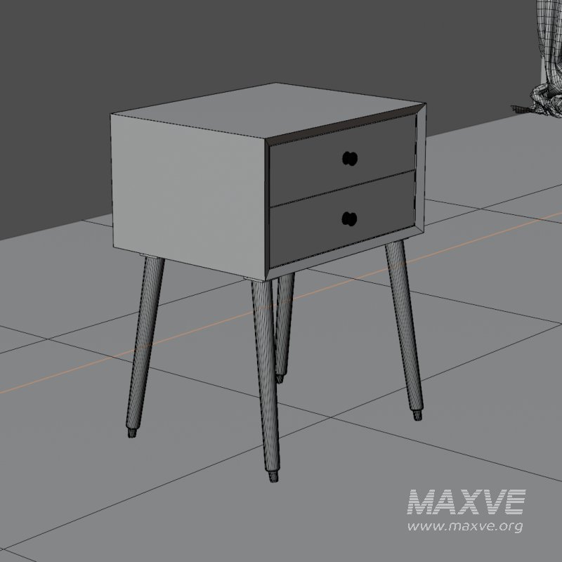 Retro Wooden Bedside Table with Gold Knobs - Image 1