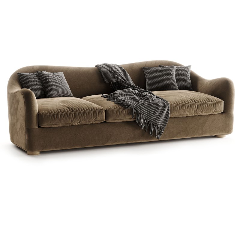 Bacio Cream Boucle Sofa with Bleached Oak Legs - Image 1