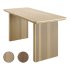 63 Rectangle Dining Table Double Pedestal Modern Natural Solid Wood Table for 6 Person - Thumbnail 1