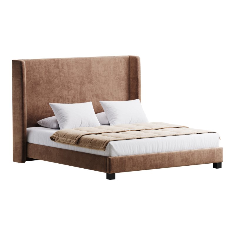 Wingback Smoke Velvet Bed - Image 4