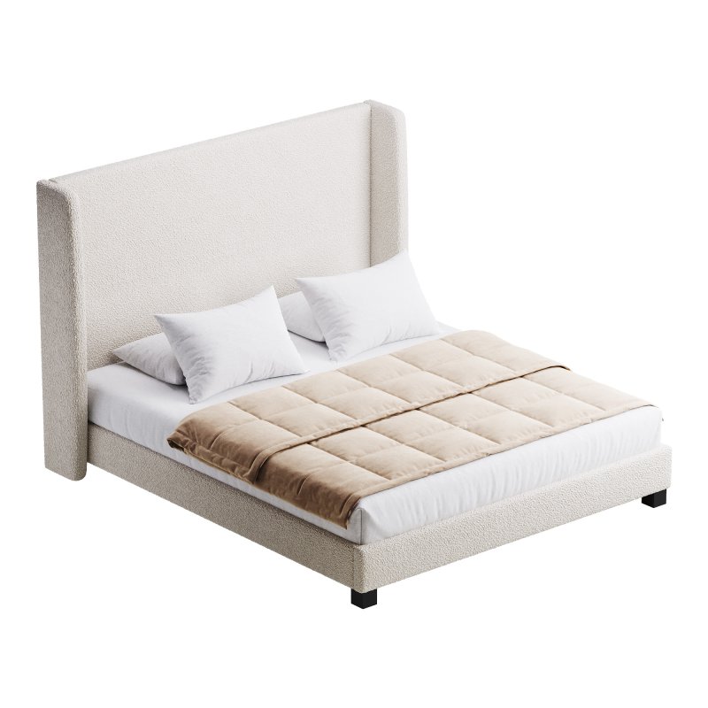 Wingback Smoke Velvet Bed - Image 3