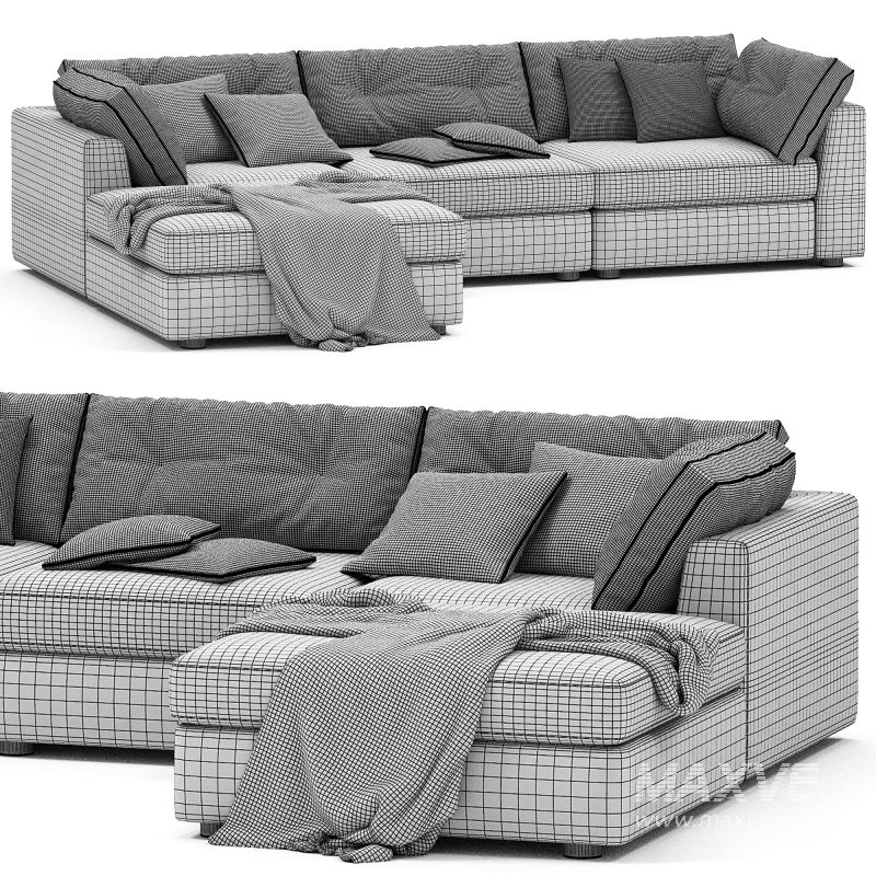 Sohla 4 Piece L Shaped Grey Boucle Sectional Sofa - Image 6