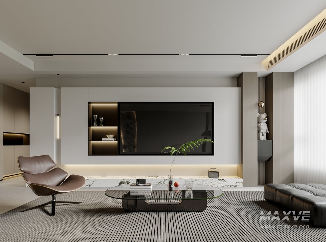 Modern living room and dining room interior scene - Image 4