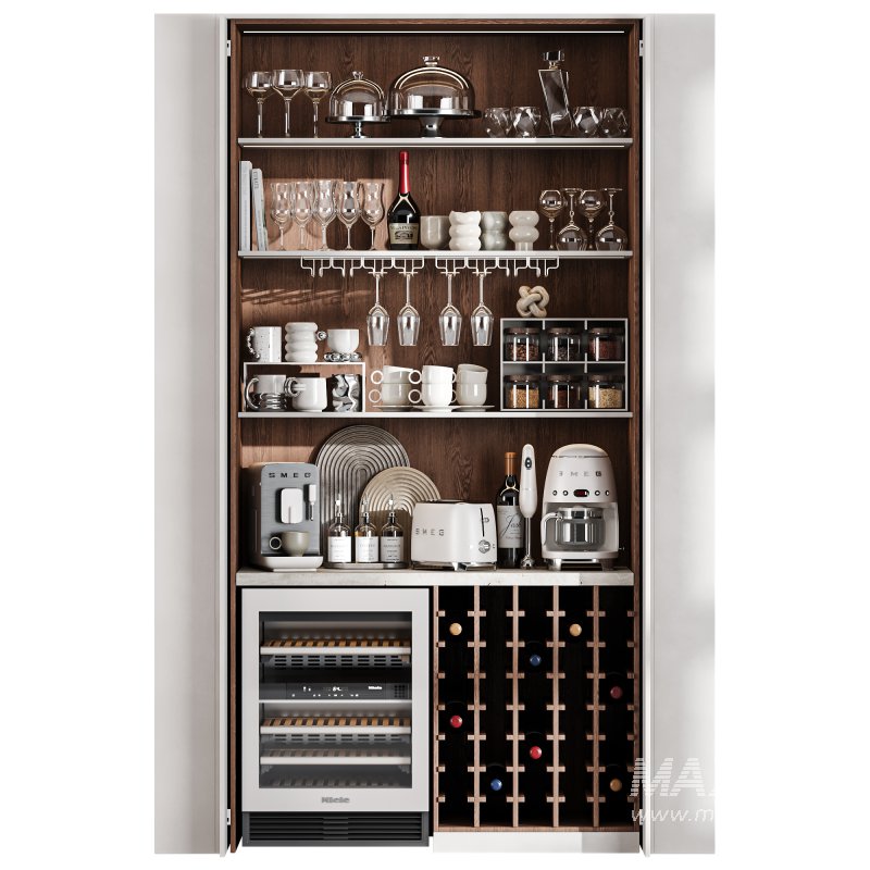 Built in Hidden Coffee Bar Cabinet Modern Beverage Station - Image 2