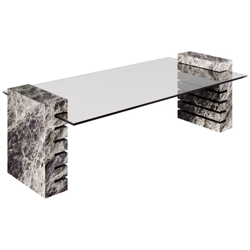 Large Marble and Glass Coffee Table by 1stDibs - Image 2