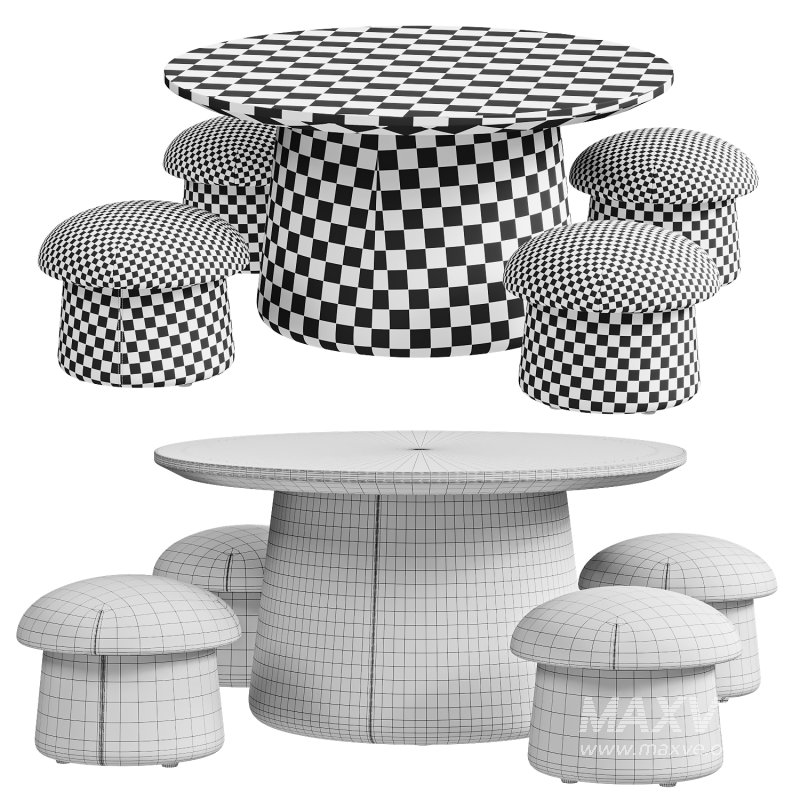 Mushroom Table and Pouf - Image 3