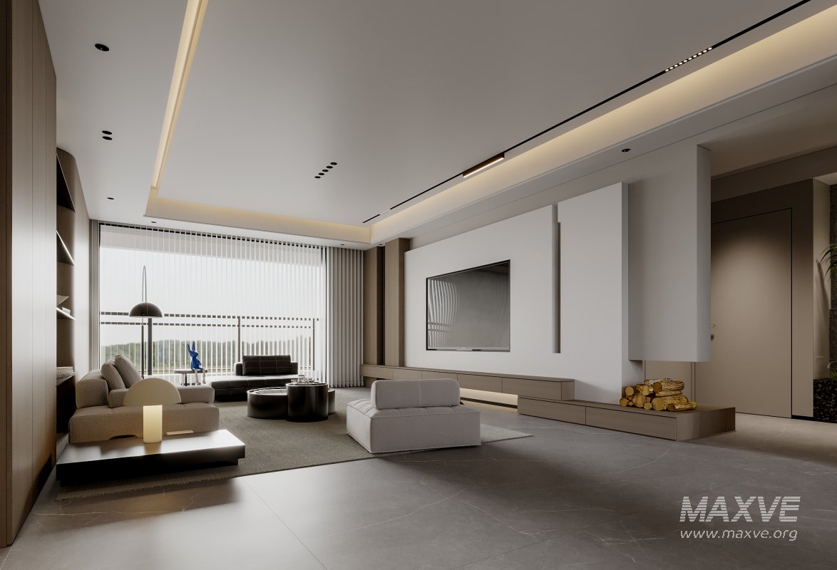 Modern living room and dining room interior scene - Image 7