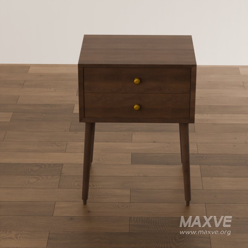 Retro Wooden Bedside Table with Gold Knobs - Image 3