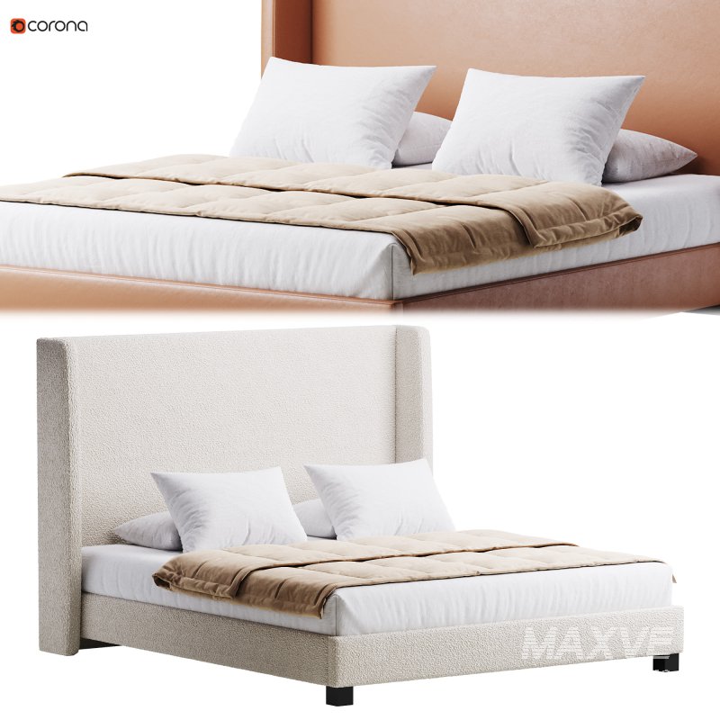 Wingback Smoke Velvet Bed - Image 1