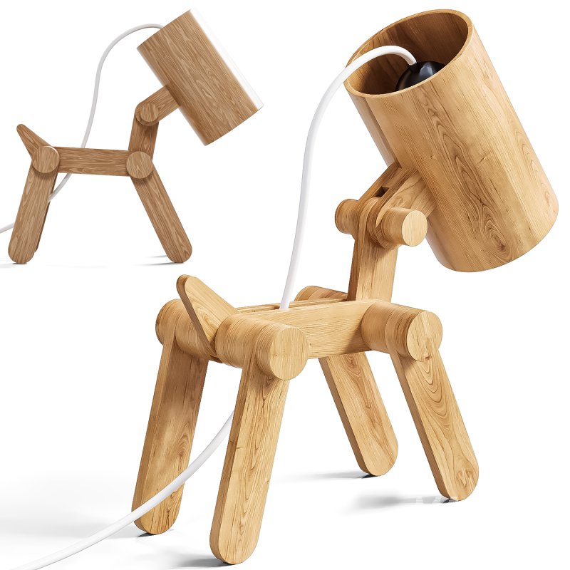 Dog Shaped Bamboo LED Desk Lamp - Image 3