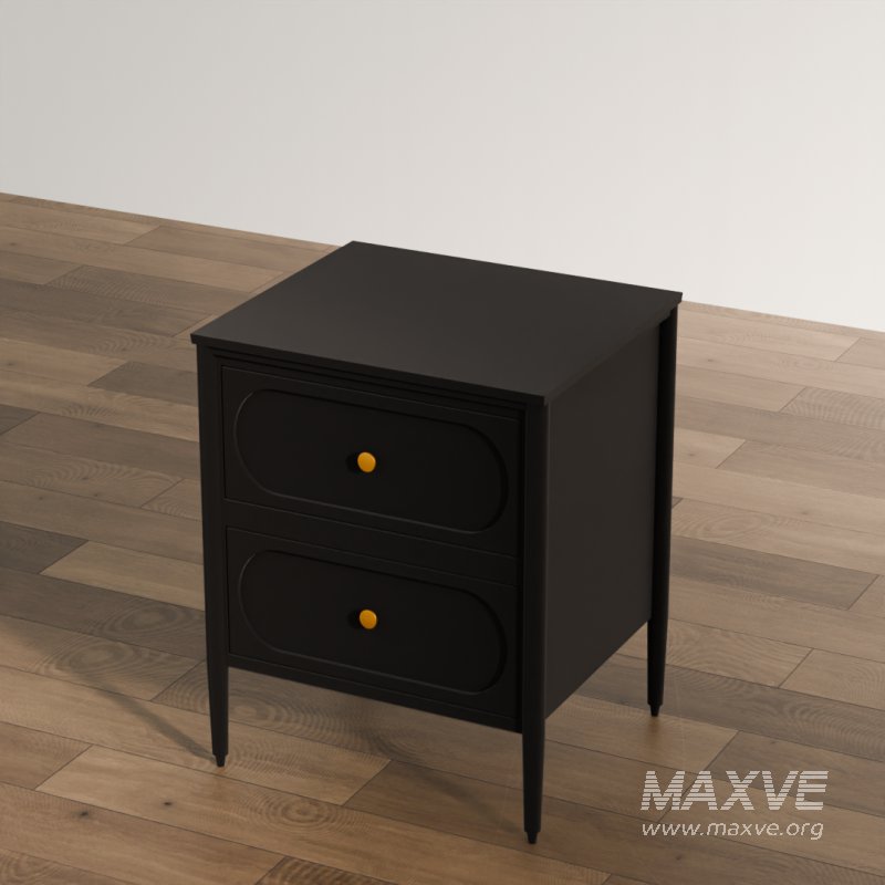 Elegant Black Nightstand with Gold Knobs - Image 5