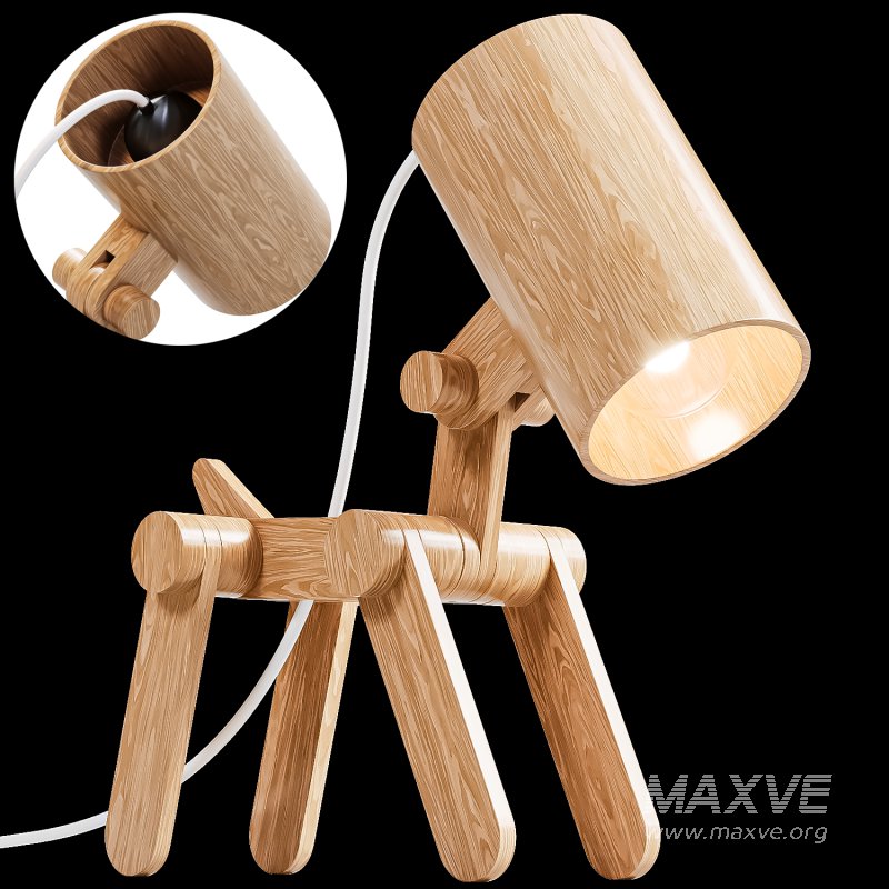 Dog Shaped Bamboo LED Desk Lamp - Image 2
