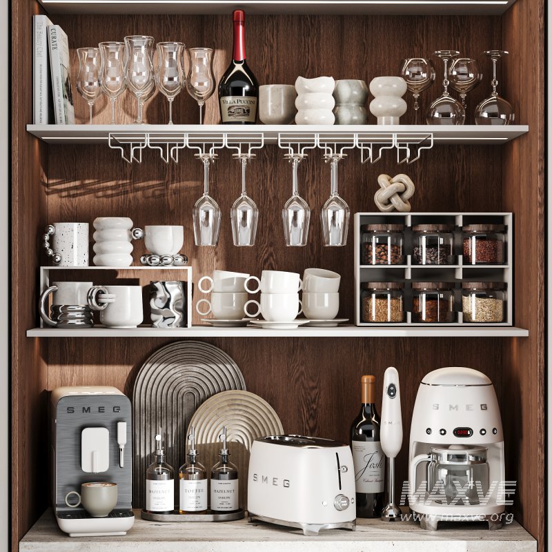 Built in Hidden Coffee Bar Cabinet Modern Beverage Station - Image 3