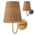 Lyndsie Traditional Natural Wicker Shade Antique Brass Armed Sconce - Thumbnail 6