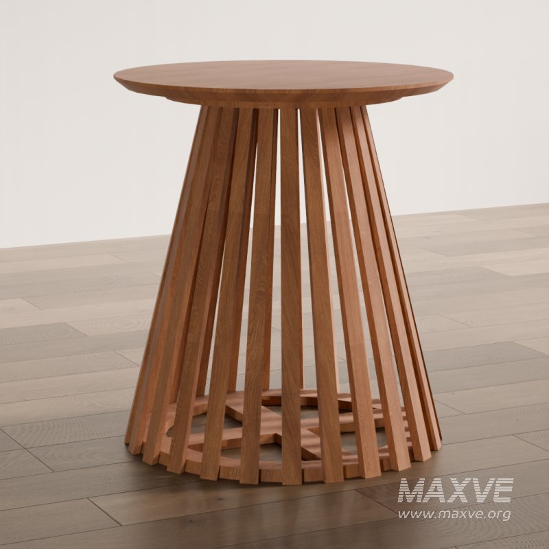 Modern Wooden Slatted End Table - Image 3