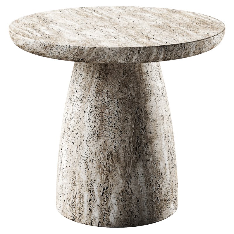 Coffee Side Table Travertine Stone Natural by Hommes - Image 1