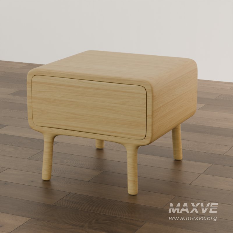 Rounded Edge Wooden Nightstand - Image 2